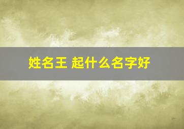 姓名王 起什么名字好